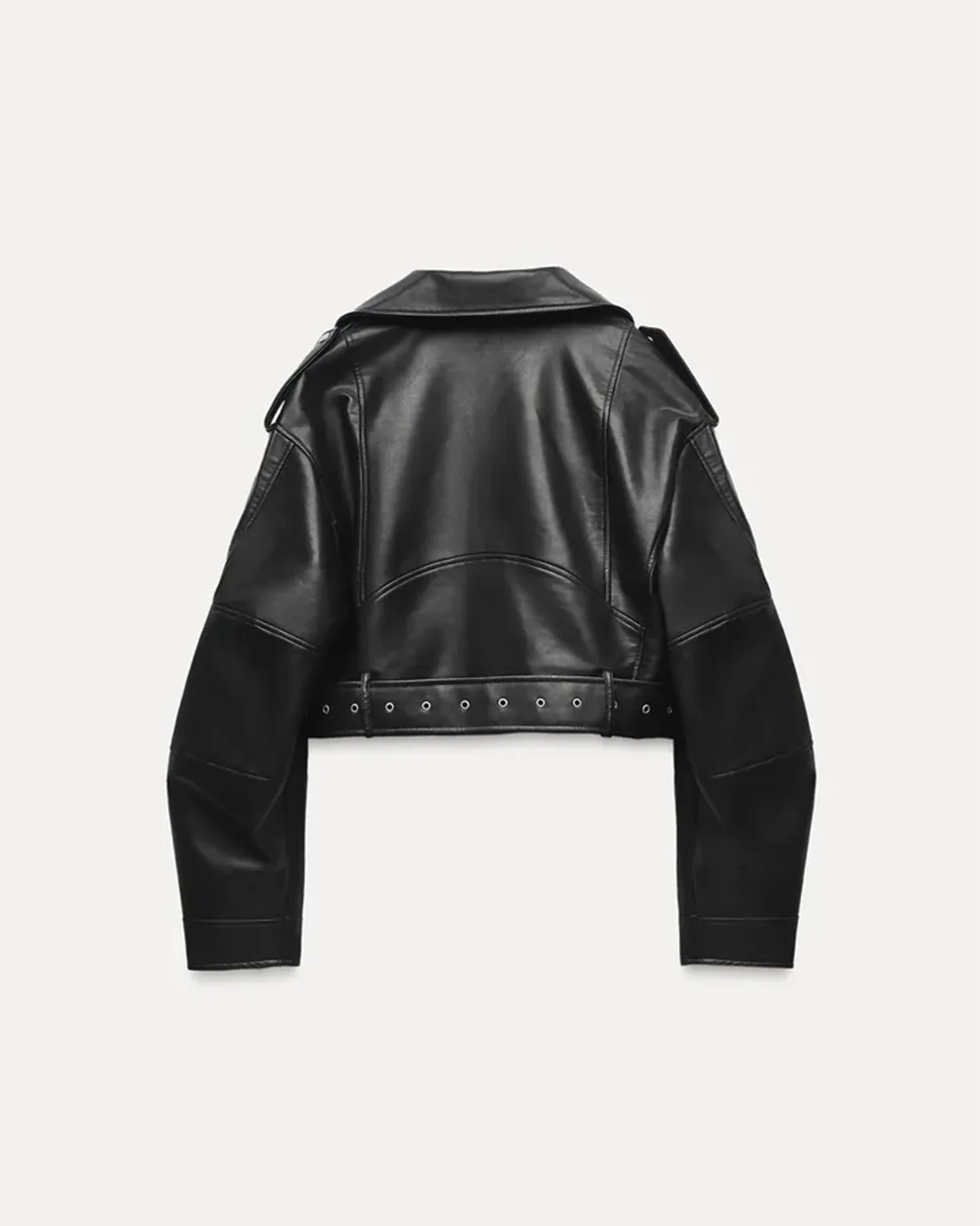 Double Breasted Biker Jacket with Belt - Image 2