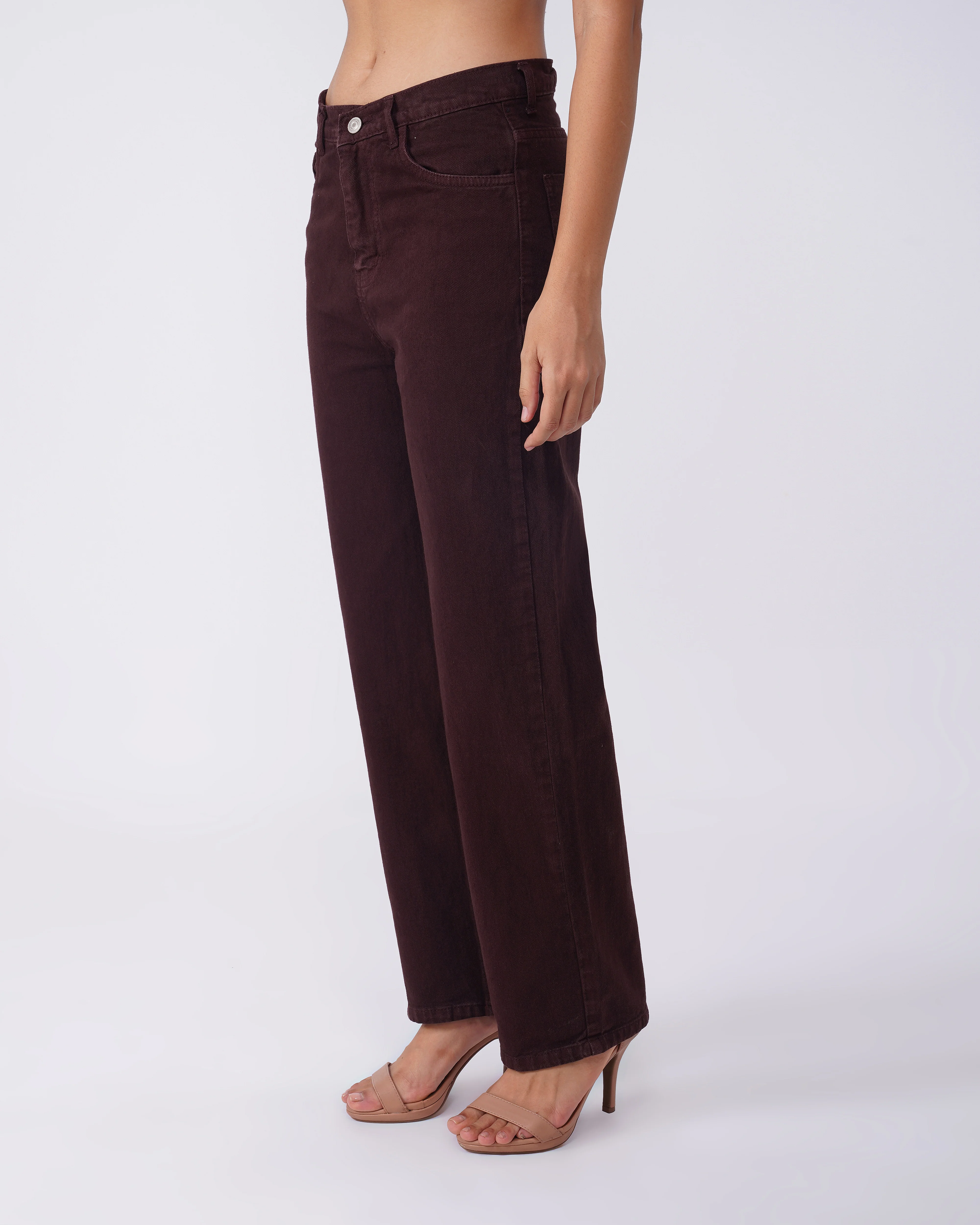 Brown Solid Relaxed Fit Jeans - Image 2